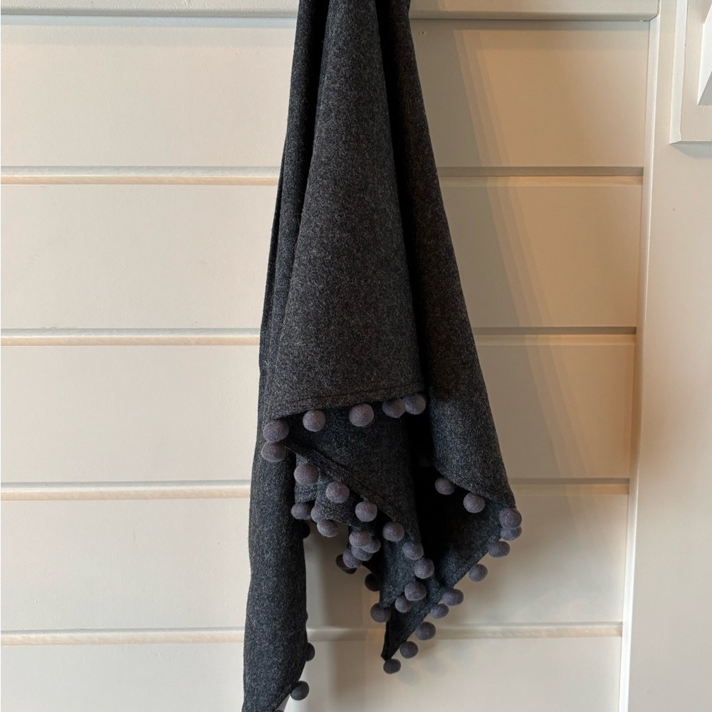 Kate Spade Saturday Gray 100 % Wool Pompom Scarf/Shawl - Picture 2 of 5